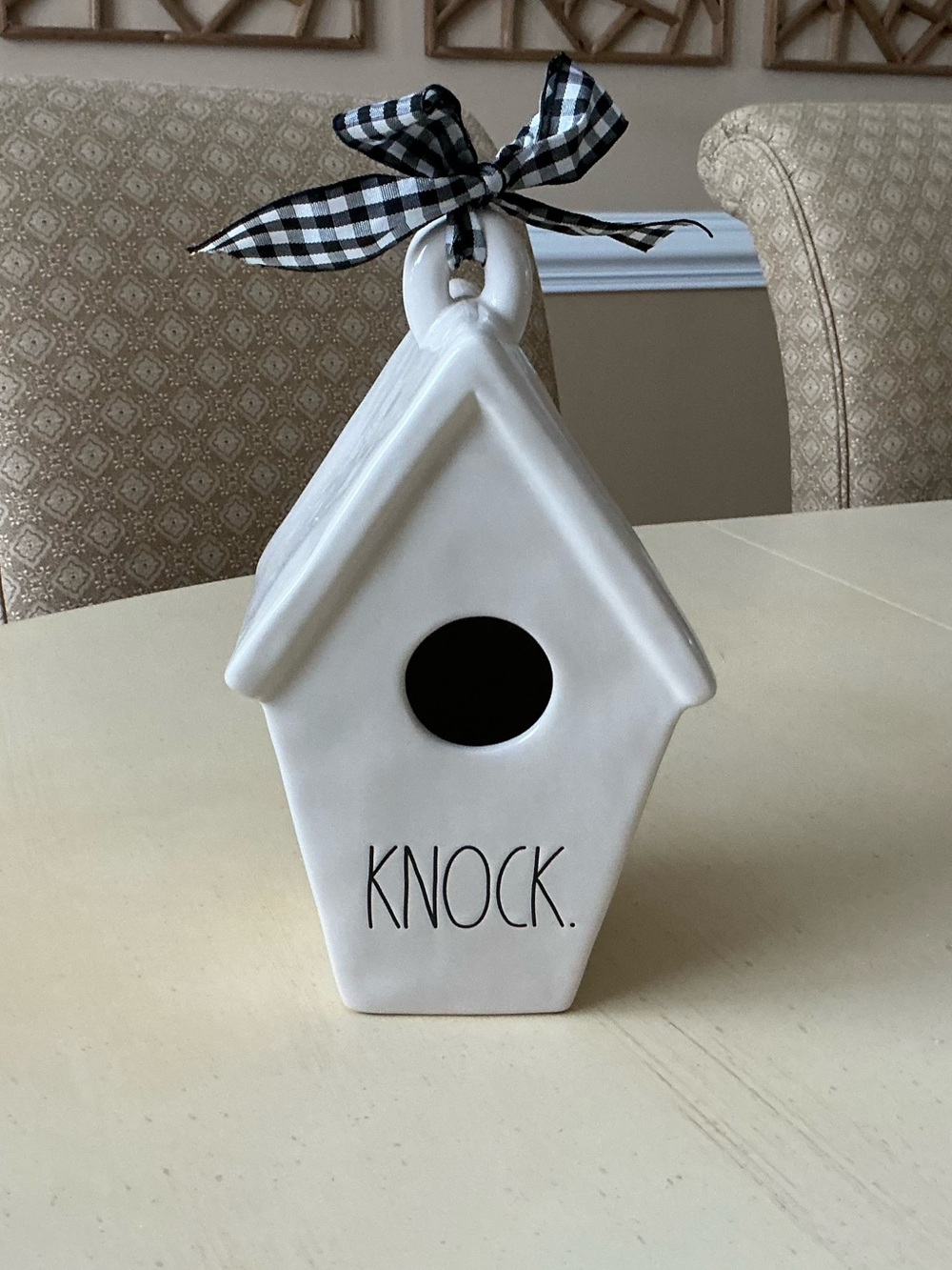 New Rae Dunn KNOCK Ceramic Birdhouse